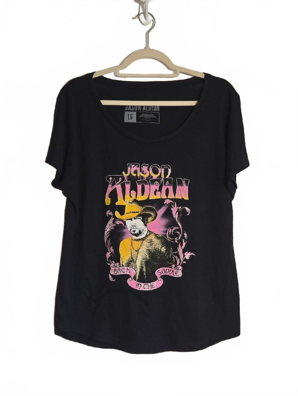 Jason Aldean Black 'Back In The Saddle' Tour Short Sleeve Graphic Tee Large